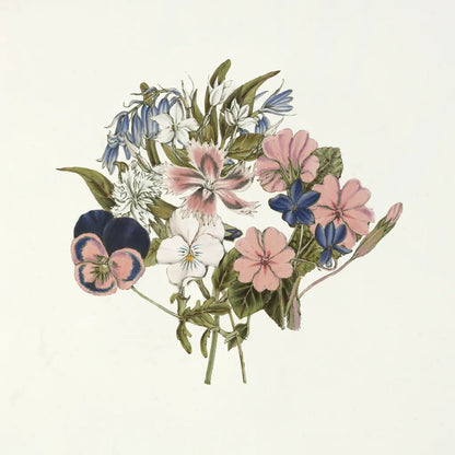 Pansy Party I Honeybloom by Wild Apple Portfolio. SKU 90828a. Archival Giclee Fine art print for wall decor.