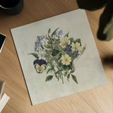 Pansy Party I Textured by Wild Apple Portfolio. Shown as a detailed flat fine art print, highlighting archival giclee quality. Available as an archival giclee rolled canvas, fine art paper, or poster print. SKU 88634a.