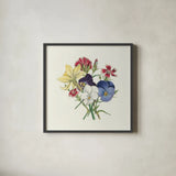Pansy Party II by Wild Apple Portfolio. Shown in a sleek black glass frame for a contemporary gallery look. Available as an archival giclee rolled canvas, fine art paper, or poster print. SKU 84748a.