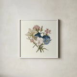 Pansy Party II Honeybloom by Wild Apple Portfolio. Shown in a crisp white glass frame for a clean and minimalist style. Available as an archival giclee rolled canvas, fine art paper, or poster print. SKU 90829a.