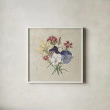Pansy Party II Textured by Wild Apple Portfolio. Shown in a crisp white glass frame for a clean and minimalist style. Available as an archival giclee rolled canvas, fine art paper, or poster print. SKU 88635a.
