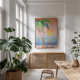 Paradise Clean by Wild Apple Portfolio. shown as a print in a natural wood frame in a dining room. Available as a archival giclee rolled canvas, fine art paper, or poster print. SKU 71262h.
