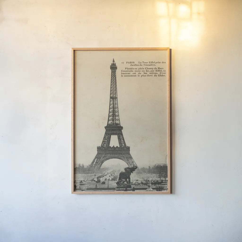 Paris 1900 No Stamp by Wild Apple Portfolio. shown as a paper print in a natural frame. Available as a archival giclee rolled canvas, fine art paper, or poster print. SKU 86056h.