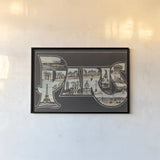 Paris Sights by Wild Apple Portfolio. shown as a paper print in a black flame. Available as a archival giclee rolled canvas, fine art paper, or poster print. SKU 97238i.