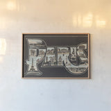 Paris Sights by Wild Apple Portfolio. shown as a paper print in a natural frame. Available as a archival giclee rolled canvas, fine art paper, or poster print. SKU 97238i.