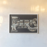 Paris Sights by Wild Apple Portfolio. shown as a paper print in a white frame. Available as a archival giclee rolled canvas, fine art paper, or poster print. SKU 97238i.