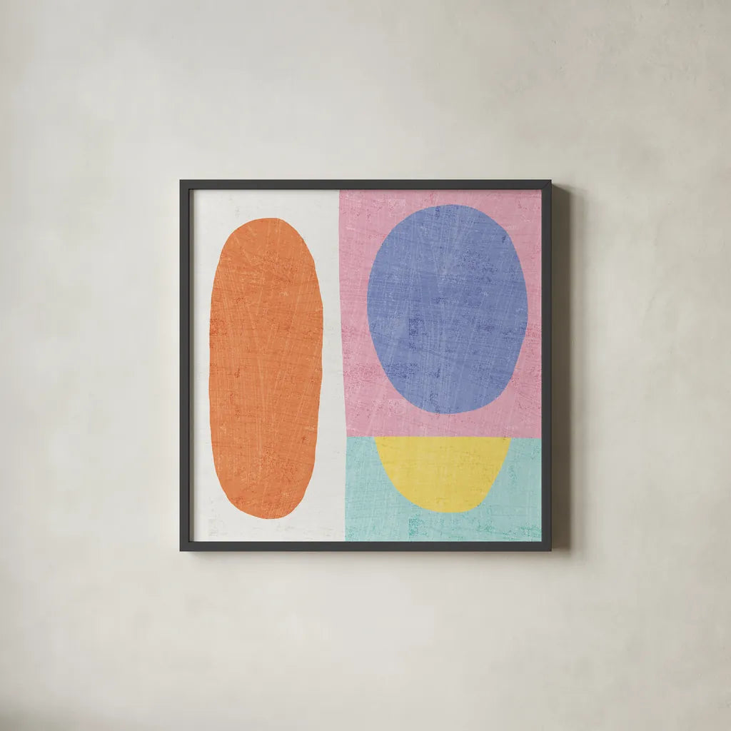 Pastel I by Wild Apple Portfolio. Shown in a sleek black glass frame for a contemporary gallery look. Available as an archival giclee rolled canvas, fine art paper, or poster print. SKU 84104a.