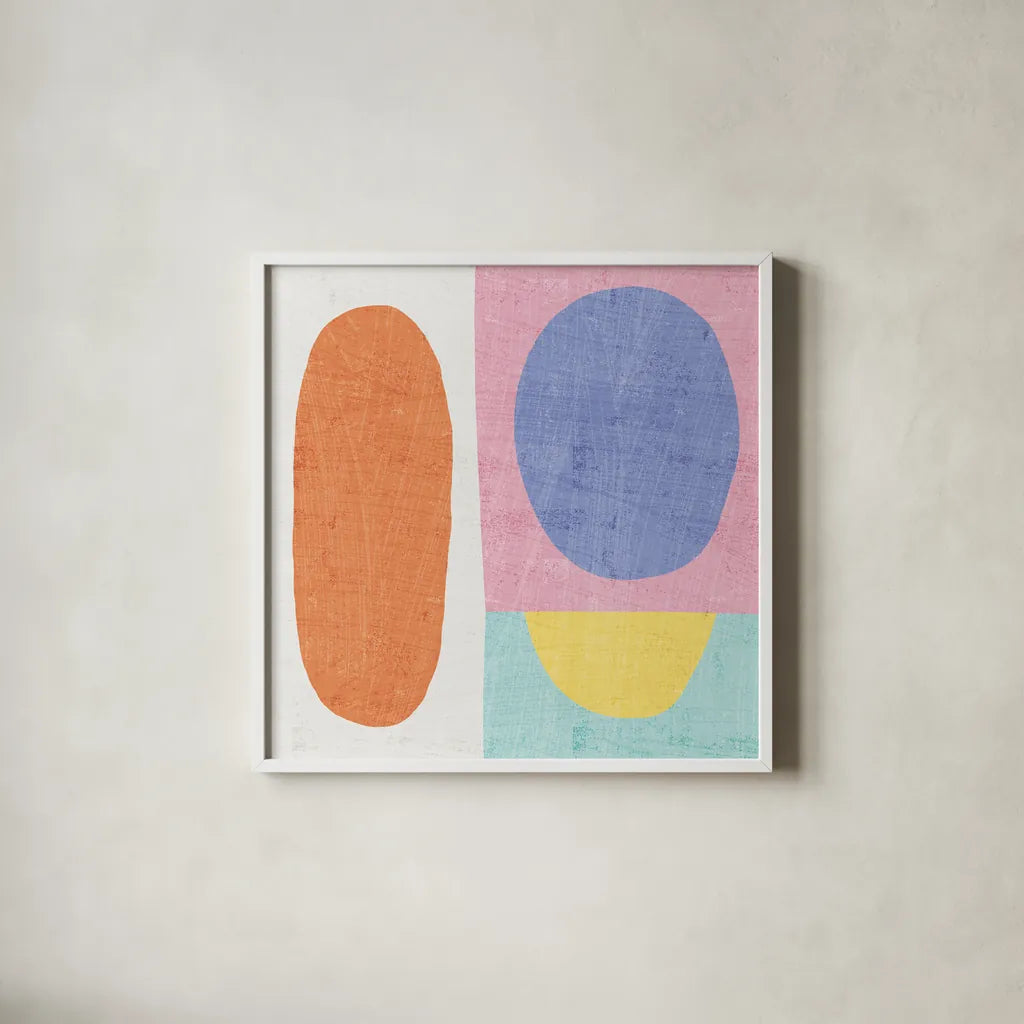 Pastel I by Wild Apple Portfolio. Shown in a crisp white glass frame for a clean and minimalist style. Available as an archival giclee rolled canvas, fine art paper, or poster print. SKU 84104a.
