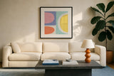 Pastel II by Wild Apple Portfolio. Displayed in a glass frame with matte in a clean modern living room. Available as an archival giclee rolled canvas, fine art paper, or poster print. SKU 84105a.