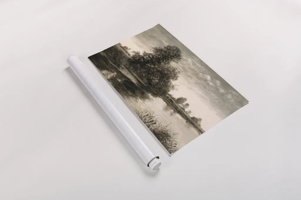 Pastoral Pond Landscape by Wild Apple Portfolio. shown as a rolled paper print. Available as archival giclee rolled canvas, fine art paper, or poster print. SKU 88539i.