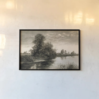 Pastoral Pond Landscape by Wild Apple Portfolio. shown as a paper print in a black flame. Available as a archival giclee rolled canvas, fine art paper, or poster print. SKU 88539i.
