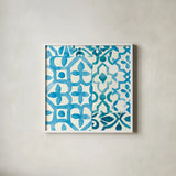 Patterns of Morocco Tile VIII by Wild Apple Portfolio. Shown in a crisp white glass frame for a clean and minimalist style. Available as an archival giclee rolled canvas, fine art paper, or poster print. SKU 74313a.