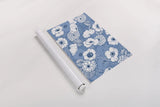 Pen and Ink Flowers on Blue by Wild Apple Portfolio. shown as a rolled paper print. Available as archival giclee rolled canvas, fine art paper, or poster print. SKU 37151h.