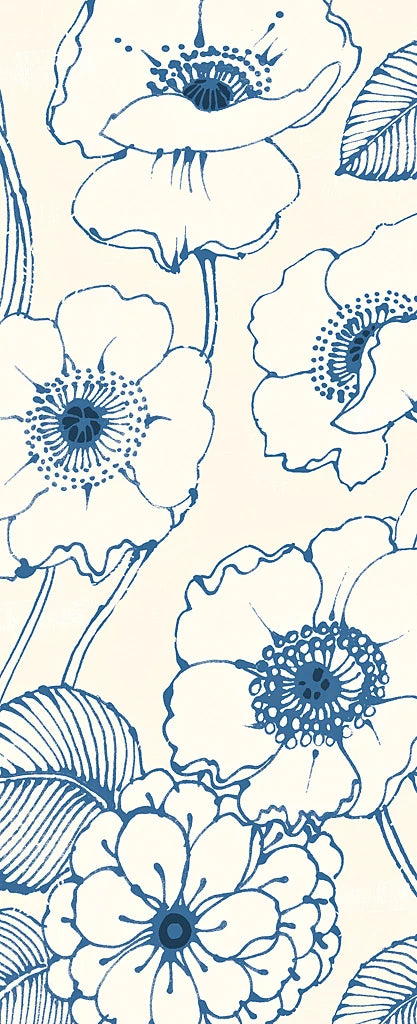 Pen and Ink Flowers on cream Panel II by Wild Apple Portfolio