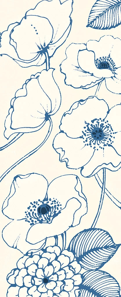 Pen and Ink Flowers on cream Panel III by Wild Apple Portfolio