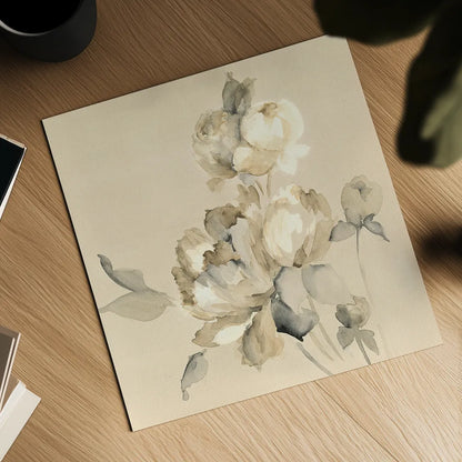 Peony Blossoms Crop by Wild Apple Portfolio. Shown as a detailed flat fine art print, highlighting archival giclee quality. Available as an archival giclee rolled canvas, fine art paper, or poster print. SKU 15598a.