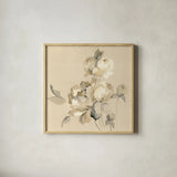 Peony Blossoms Crop by Wild Apple Portfolio. Shown in a natural wood glass frame for a timeless modern aesthetic. Available as an archival giclee rolled canvas, fine art paper, or poster print. SKU 15598a.