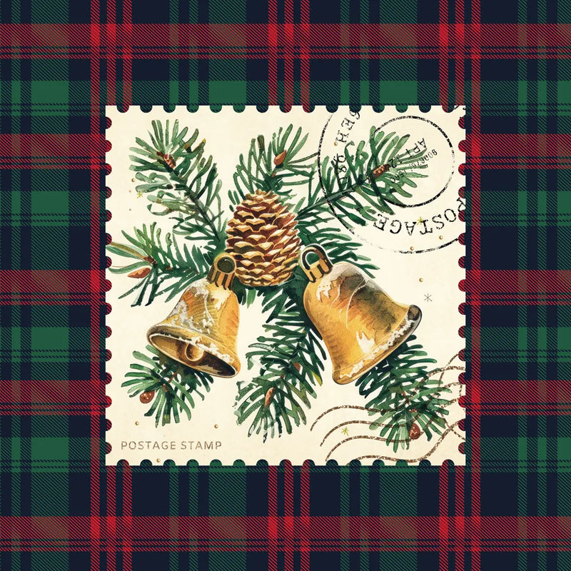 Plaid Christmas Stamp I by Wild Apple Portfolio. SKU 102666a. Archival Giclee Fine art print for wall decor.