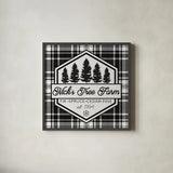 Plaid Holidays I by Wild Apple Portfolio. Shown in a sleek black glass frame for a contemporary gallery look. Available as an archival giclee rolled canvas, fine art paper, or poster print. SKU 60260a.
