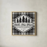 Plaid Holidays I by Wild Apple Portfolio. Shown in a natural wood glass frame for a timeless modern aesthetic. Available as an archival giclee rolled canvas, fine art paper, or poster print. SKU 60260a.