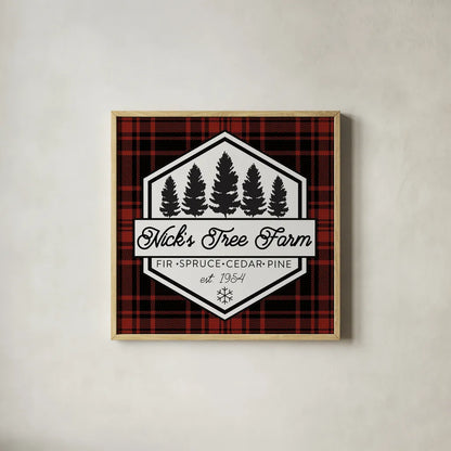 Plaid Holidays I RB by Wild Apple Portfolio. Shown in a natural wood glass frame for a timeless modern aesthetic. Available as an archival giclee rolled canvas, fine art paper, or poster print. SKU 65278a.