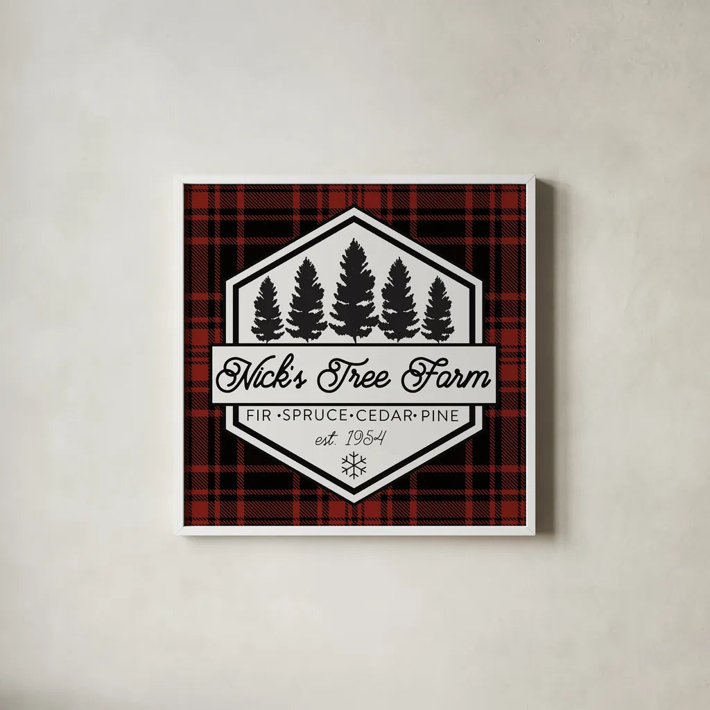 Plaid Holidays I RB by Wild Apple Portfolio. Shown in a crisp white glass frame for a clean and minimalist style. Available as an archival giclee rolled canvas, fine art paper, or poster print. SKU 65278a.