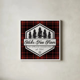 Plaid Holidays I RB by Wild Apple Portfolio. Shown in a crisp white glass frame for a clean and minimalist style. Available as an archival giclee rolled canvas, fine art paper, or poster print. SKU 65278a.