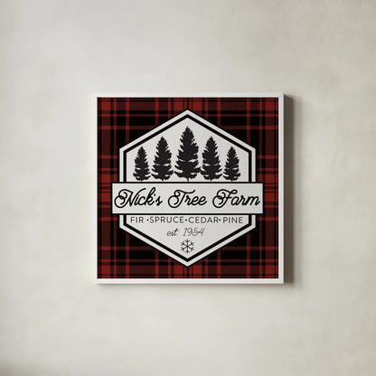 Plaid Holidays I RB by Wild Apple Portfolio. Shown in a crisp white glass frame for a clean and minimalist style. Available as an archival giclee rolled canvas, fine art paper, or poster print. SKU 65278a.