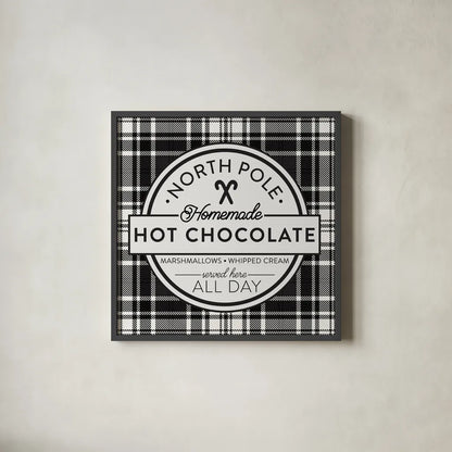 Plaid Holidays II by Wild Apple Portfolio. Shown in a sleek black glass frame for a contemporary gallery look. Available as an archival giclee rolled canvas, fine art paper, or poster print. SKU 60261a.