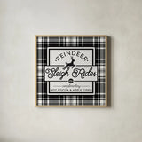 Plaid Holidays III by Wild Apple Portfolio. Shown in a natural wood glass frame for a timeless modern aesthetic. Available as an archival giclee rolled canvas, fine art paper, or poster print. SKU 62151a.