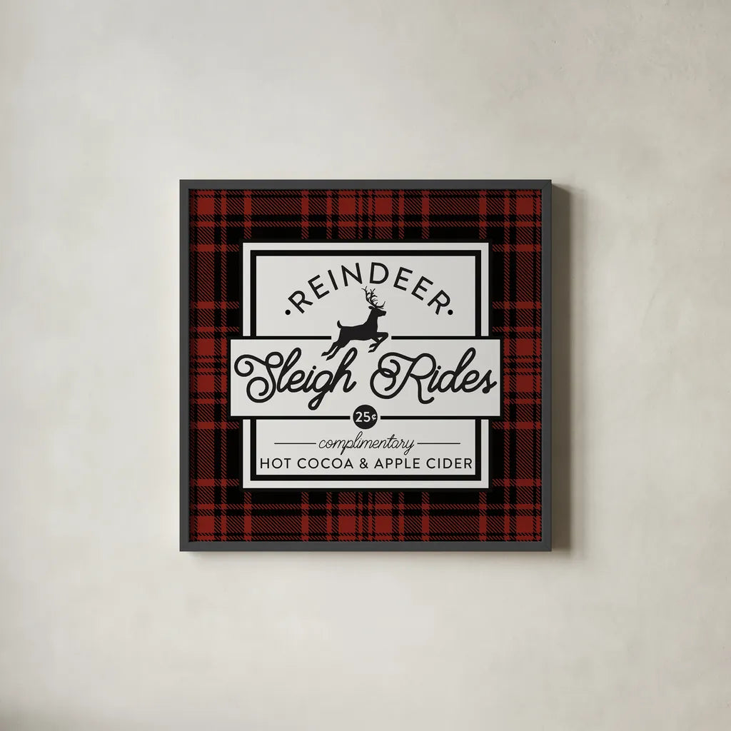 Plaid Holidays III RB by Wild Apple Portfolio. Shown in a sleek black glass frame for a contemporary gallery look. Available as an archival giclee rolled canvas, fine art paper, or poster print. SKU 65279a.