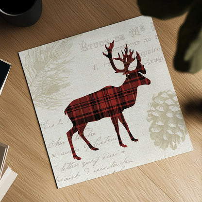 Plaid Lodge I by Wild Apple Portfolio. Shown as a detailed flat fine art print, highlighting archival giclee quality. Available as an archival giclee rolled canvas, fine art paper, or poster print. SKU 33686a.