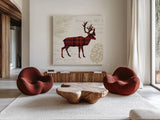 Plaid Lodge I by Wild Apple Portfolio. Shown as extra-large giant wall art in a modern living room. Available as an archival giclee rolled canvas, fine art paper, or poster print. SKU 33686a.