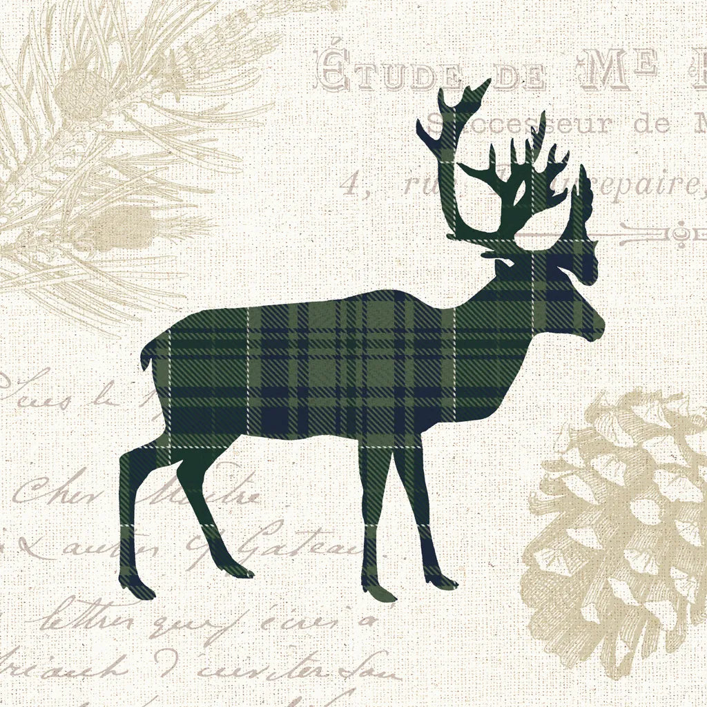 Plaid Lodge I Navy Green by Wild Apple Portfolio. SKU 59707a. Archival Giclee Fine art print for wall decor.