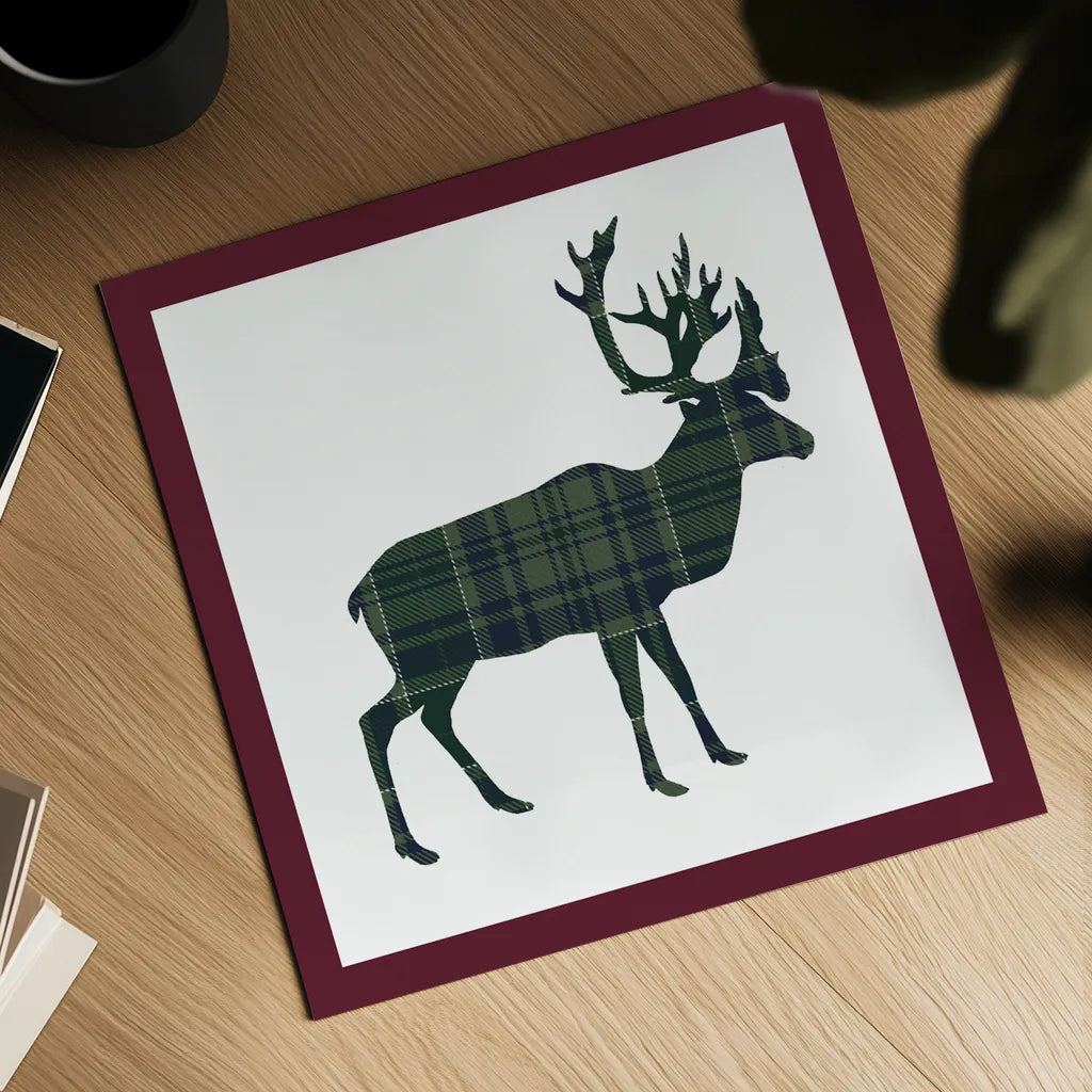 Plaid Lodge I Navy Green by Wild Apple Portfolio. Shown as a detailed flat fine art print, highlighting archival giclee quality. Available as an archival giclee rolled canvas, fine art paper, or poster print. SKU 65486a.