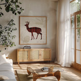 Plaid Lodge II by Wild Apple Portfolio. Shown in a natural wood frame in a cozy modern living room. Available as an archival giclee rolled canvas, fine art paper, or poster print. SKU 33687a.