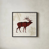 Plaid Lodge III by Wild Apple Portfolio. Shown in a sleek black glass frame for a contemporary gallery look. Available as an archival giclee rolled canvas, fine art paper, or poster print. SKU 33688a.