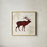 Plaid Lodge III by Wild Apple Portfolio. Shown in a natural wood glass frame for a timeless modern aesthetic. Available as an archival giclee rolled canvas, fine art paper, or poster print. SKU 33688a.