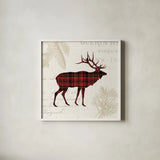 Plaid Lodge III by Wild Apple Portfolio. Shown in a crisp white glass frame for a clean and minimalist style. Available as an archival giclee rolled canvas, fine art paper, or poster print. SKU 33688a.