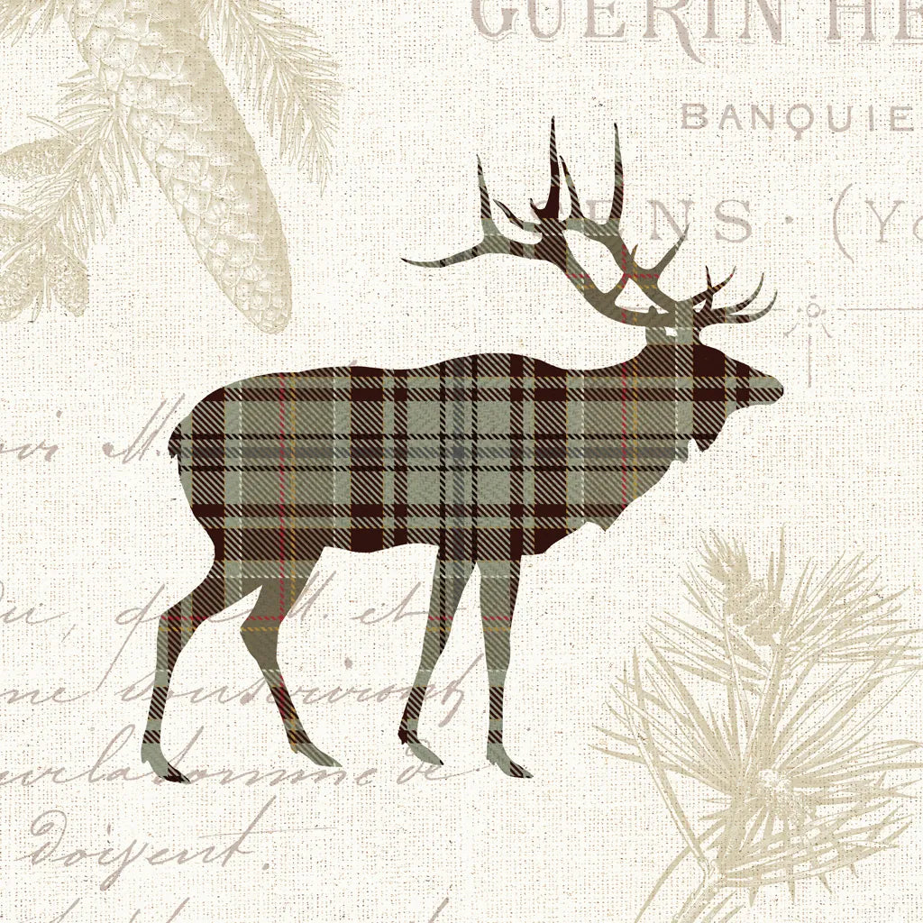 Plaid Lodge III Tan by Wild Apple Portfolio. SKU 33692a. Archival Giclee Fine art print for wall decor.