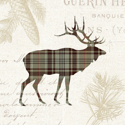 Plaid Lodge III Tan by Wild Apple Portfolio. SKU 33692a. Archival Giclee Fine art print for wall decor.
