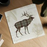 Plaid Lodge III Tan by Wild Apple Portfolio. Shown as a detailed flat fine art print, highlighting archival giclee quality. Available as an archival giclee rolled canvas, fine art paper, or poster print. SKU 33692a.