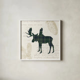 Plaid Lodge IV Navy Green by Wild Apple Portfolio. Shown in a crisp white glass frame for a clean and minimalist style. Available as an archival giclee rolled canvas, fine art paper, or poster print. SKU 59708a.