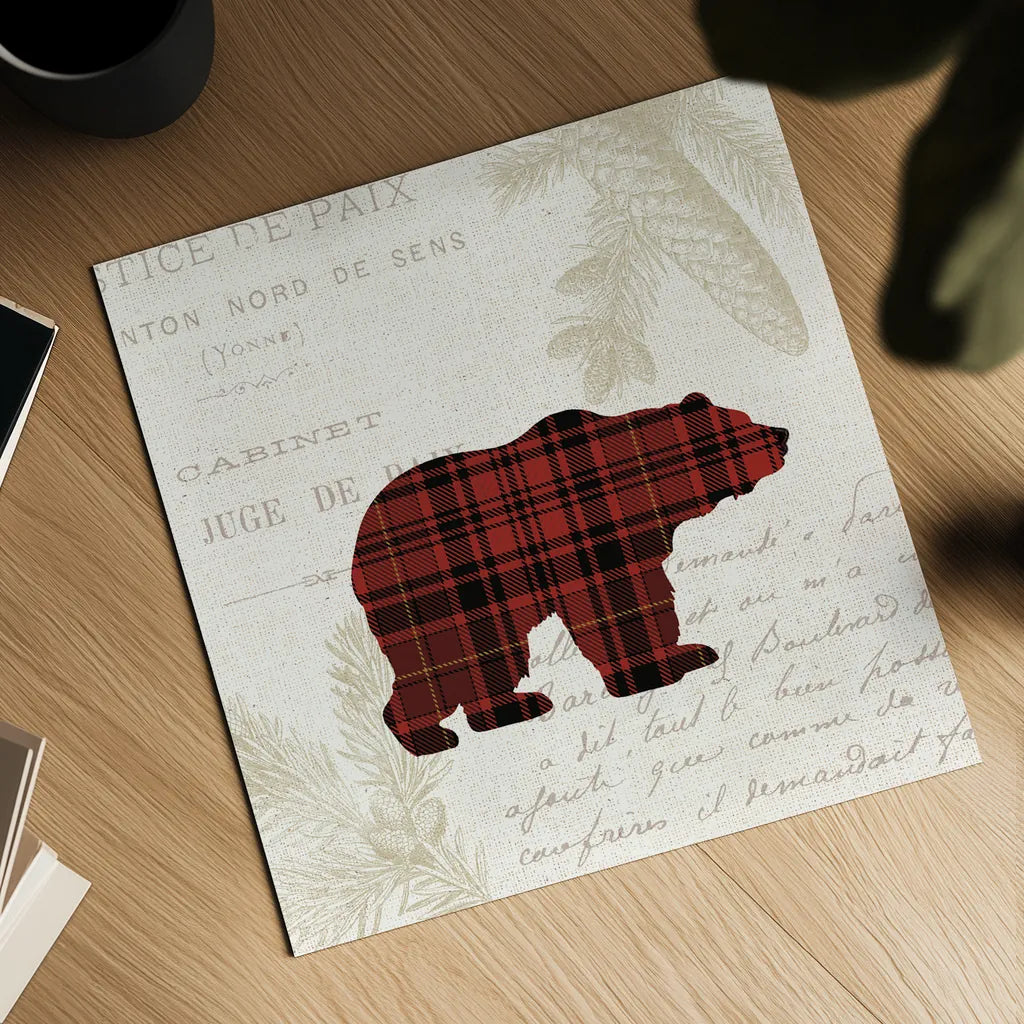 Plaid Lodge V by Wild Apple Portfolio. Shown as a detailed flat fine art print, highlighting archival giclee quality. Available as an archival giclee rolled canvas, fine art paper, or poster print. SKU 70248a.