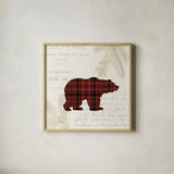 Plaid Lodge V by Wild Apple Portfolio. Shown in a natural wood glass frame for a timeless modern aesthetic. Available as an archival giclee rolled canvas, fine art paper, or poster print. SKU 70248a.
