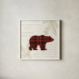 Plaid Lodge V by Wild Apple Portfolio. Shown in a crisp white glass frame for a clean and minimalist style. Available as an archival giclee rolled canvas, fine art paper, or poster print. SKU 70248a.