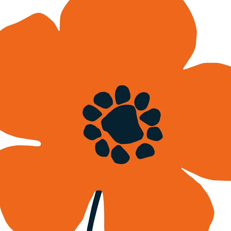 Pop Art Floral I Orange by Wild Apple Portfolio. SKU 54536a. Archival Giclee Fine art print for wall decor.
