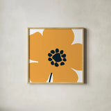 Pop Art Floral I Retro by Wild Apple Portfolio. Shown in a natural wood glass frame for a timeless modern aesthetic. Available as an archival giclee rolled canvas, fine art paper, or poster print. SKU 57083a.