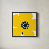 Pop Art Floral I Yellow by Wild Apple Portfolio. Shown in a sleek black glass frame for a contemporary gallery look. Available as an archival giclee rolled canvas, fine art paper, or poster print. SKU 54535a.