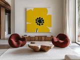 Pop Art Floral I Yellow by Wild Apple Portfolio. Shown as extra-large giant wall art in a modern living room. Available as an archival giclee rolled canvas, fine art paper, or poster print. SKU 54535a.